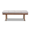 Baxton Studio Larisa Mid-Century Modern Grayish Beige Fabric Upholstered Wood Bench