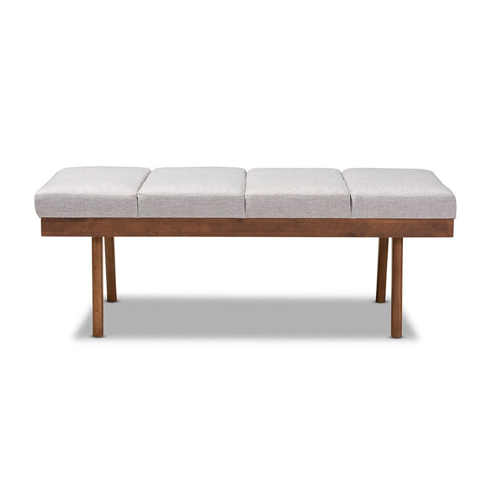 Baxton Studio Larisa Mid-Century Modern Grayish Beige Fabric Upholstered Wood Bench