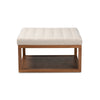 Baxton Studio Alvere Modern and Contemporary Beige Fabric Upholstered Walnut Finished Cocktail Ottoman