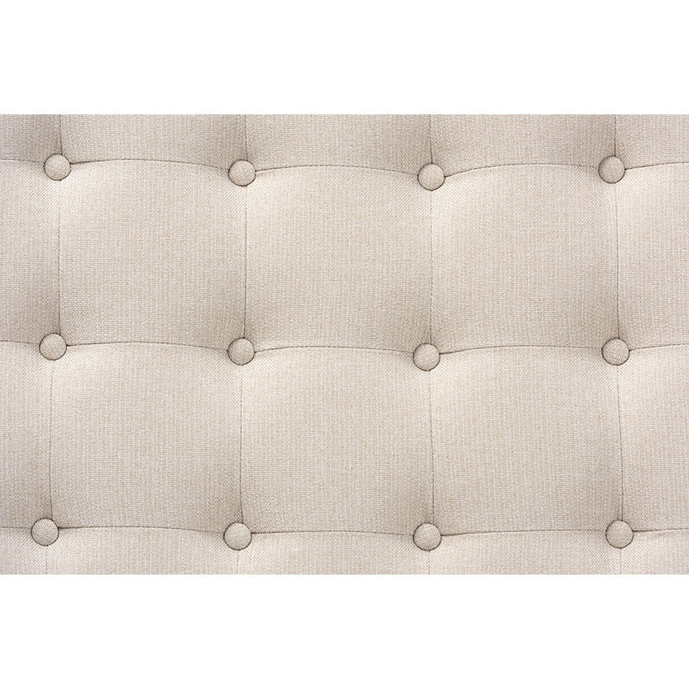 Baxton Studio Alvere Modern and Contemporary Beige Fabric Upholstered Walnut Finished Cocktail Ottoman