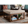Baxton Studio Alvere Modern and Contemporary Beige Fabric Upholstered Walnut Finished Cocktail Ottoman