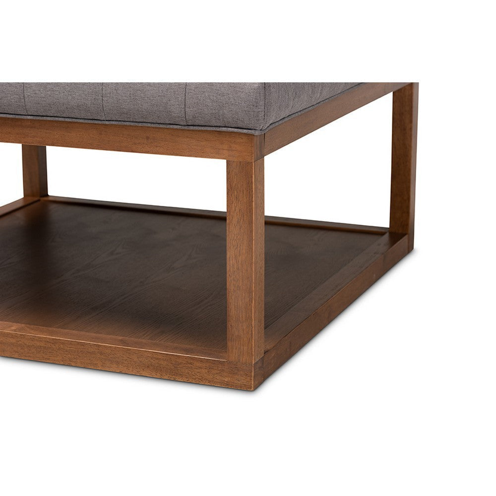 Baxton Studio Alvere Modern and Contemporary Grey Fabric Upholstered Walnut Finished Cocktail Ottoman