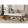 Baxton Studio Rika Japandi Cream Boucle Fabric and Walnut Brown Finished Wood Bench WHI-BBT5367-Cream-Walnut-Bench