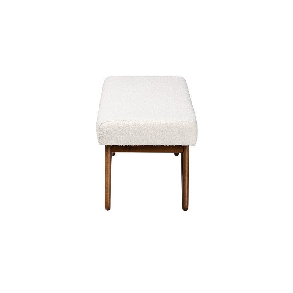 Baxton Studio Rika Japandi Cream Boucle Fabric and Walnut Brown Finished Wood Bench WHI-BBT5367-Cream-Walnut-Bench