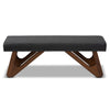 Baxton Studio Rika Mid-Century Modern Dark Grey Fabric Upholstered Walnut Brown Finished Boomerang Bench WHI-BBT5367-Dark-Grey-Walnut-Bench