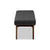 Baxton Studio Rika Mid-Century Modern Dark Grey Fabric Upholstered Walnut Brown Finished Boomerang Bench WHI-BBT5367-Dark-Grey-Walnut-Bench