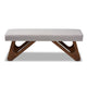 Baxton Studio Rika Mid-Century Modern Greyish Beige Fabric Upholstered Walnut Brown Finished Boomerang Bench