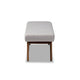 Baxton Studio Rika Mid-Century Modern Greyish Beige Fabric Upholstered Walnut Brown Finished Boomerang Bench