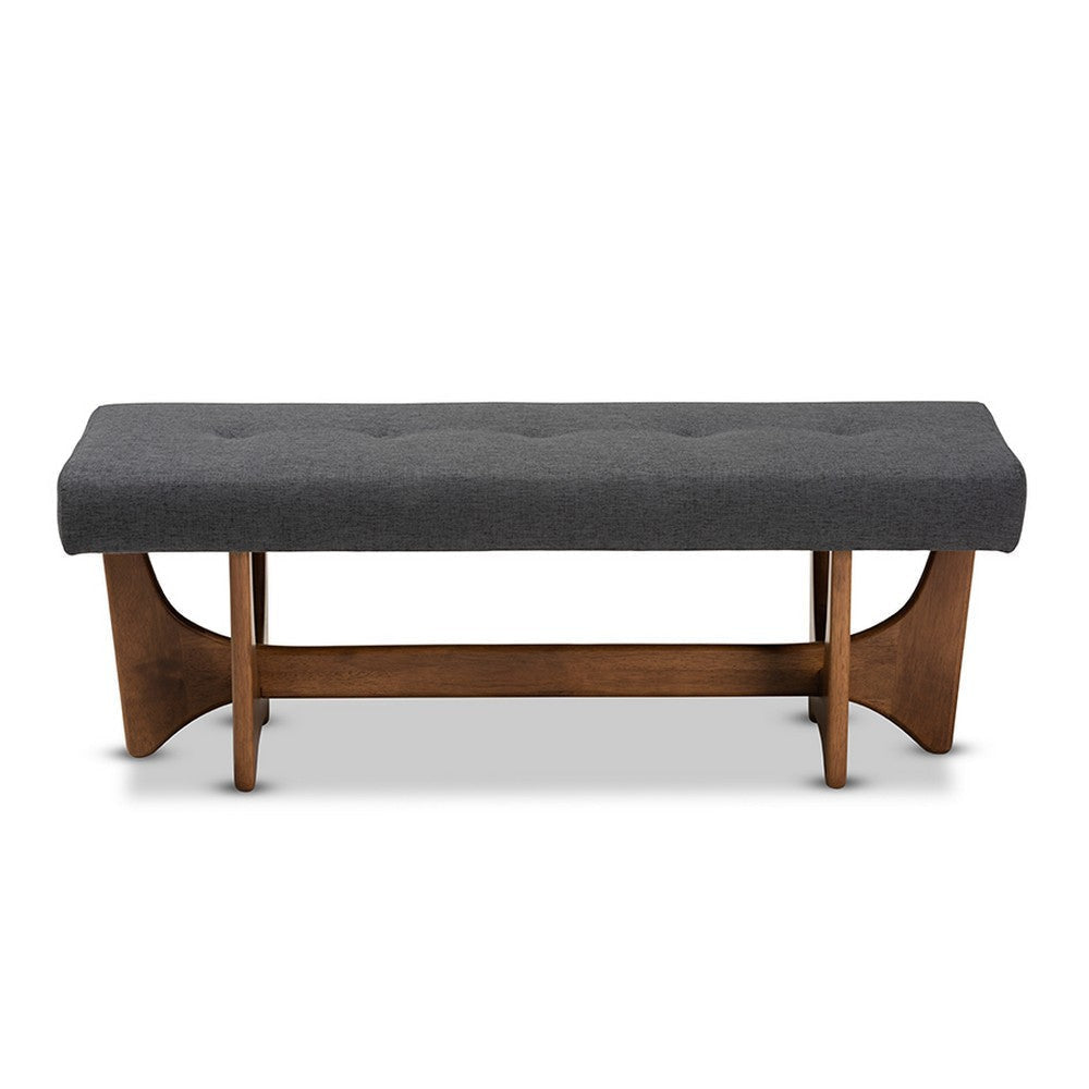 Baxton Studio Theo Mid-Century Modern Dark Grey Fabric Upholstered Walnut Finished Bench WHI-BBT5368-Dark-Grey-Walnut-Bench
