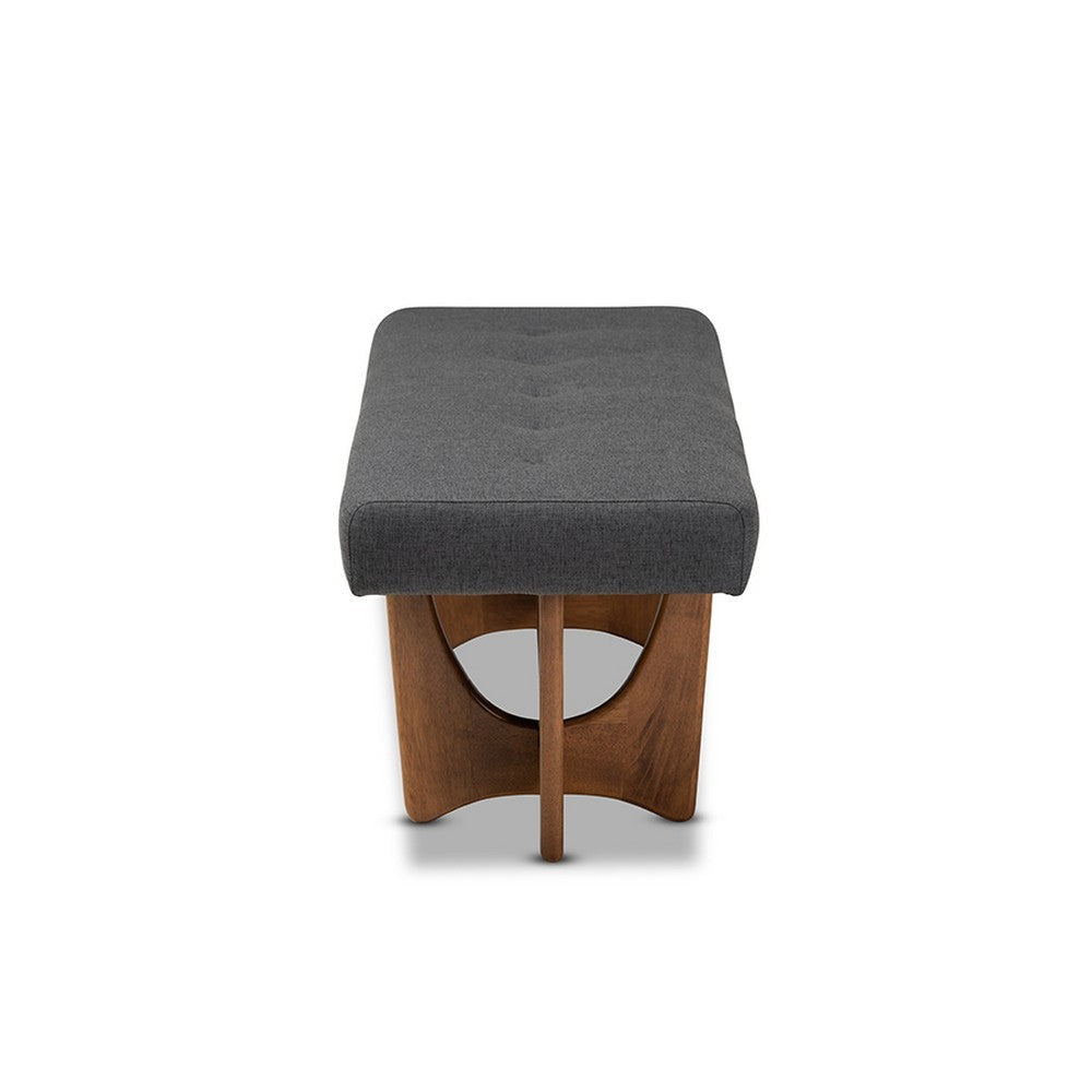 Baxton Studio Theo Mid-Century Modern Dark Grey Fabric Upholstered Walnut Finished Bench WHI-BBT5368-Dark-Grey-Walnut-Bench