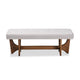 Baxton Studio Theo Mid-Century Modern Greyish Beige Fabric Upholstered Walnut Finished Bench WHI-BBT5368-Greyish-Beige-Walnut-Bench