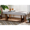 Baxton Studio Theo Mid-Century Modern Greyish Beige Fabric Upholstered Walnut Finished Bench