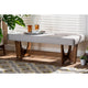 Baxton Studio Theo Mid-Century Modern Greyish Beige Fabric Upholstered Walnut Finished Bench