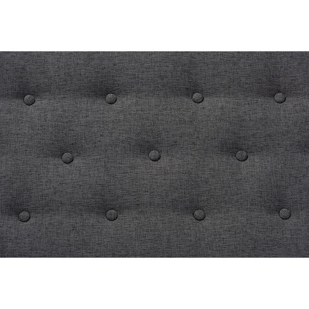 Baxton Studio Arne Mid-Century Modern Dark Grey Fabric Upholstered Walnut Finished Bench