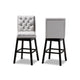 Baxton Studio Gregory Modern Transitional Light Grey Velvet Fabric Upholstered and Dark Brown Finished Wood 2-Piece Swivel Bar Stool Set