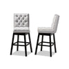Baxton Studio Gregory Modern Transitional Light Grey Velvet Fabric Upholstered and Dark Brown Finished Wood 2-Piece Swivel Bar Stool Set