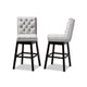 Baxton Studio Gregory Modern Transitional Light Grey Velvet Fabric Upholstered and Dark Brown Finished Wood 2-Piece Swivel Bar Stool Set