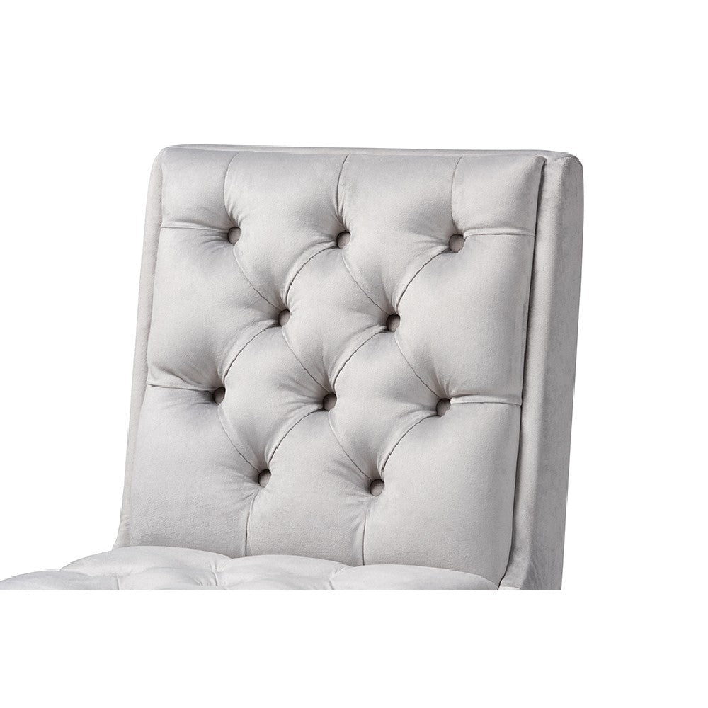 Baxton Studio Gregory Modern Transitional Light Grey Velvet Fabric Upholstered and Dark Brown Finished Wood 2-Piece Swivel Bar Stool Set