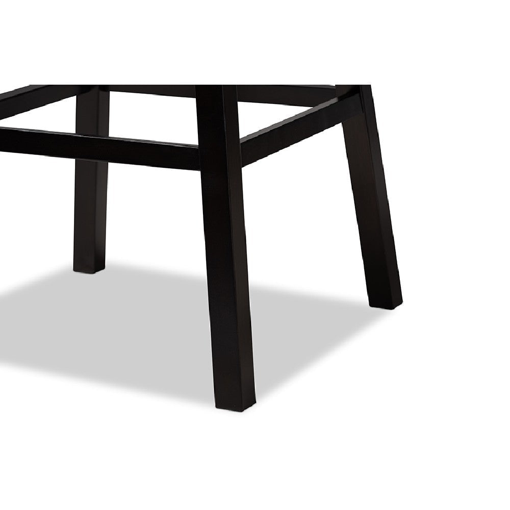 Baxton Studio Gregory Modern Transitional Light Grey Velvet Fabric Upholstered and Dark Brown Finished Wood 2-Piece Swivel Bar Stool Set