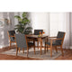 Baxton Studio Theresa Mid-Century Modern Dark Grey Fabric Upholstered and Walnut Brown Finished Wood 5-Piece Dining Set