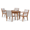 Baxton Studio Theresa Mid-Century Modern Greyish Beige Fabric Upholstered and Walnut Brown Finished Wood 5-Piece Dining Set