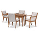 Baxton Studio Theresa Mid-Century Modern Greyish Beige Fabric Upholstered and Walnut Brown Finished Wood 5-Piece Dining Set