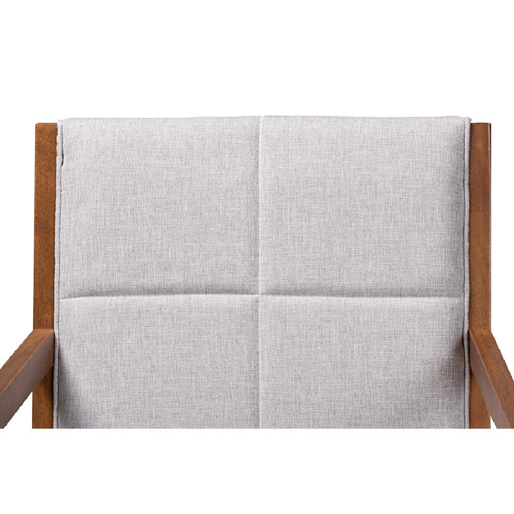 Baxton Studio Theresa Mid-Century Modern Greyish Beige Fabric Upholstered and Walnut Brown Finished Wood 5-Piece Dining Set