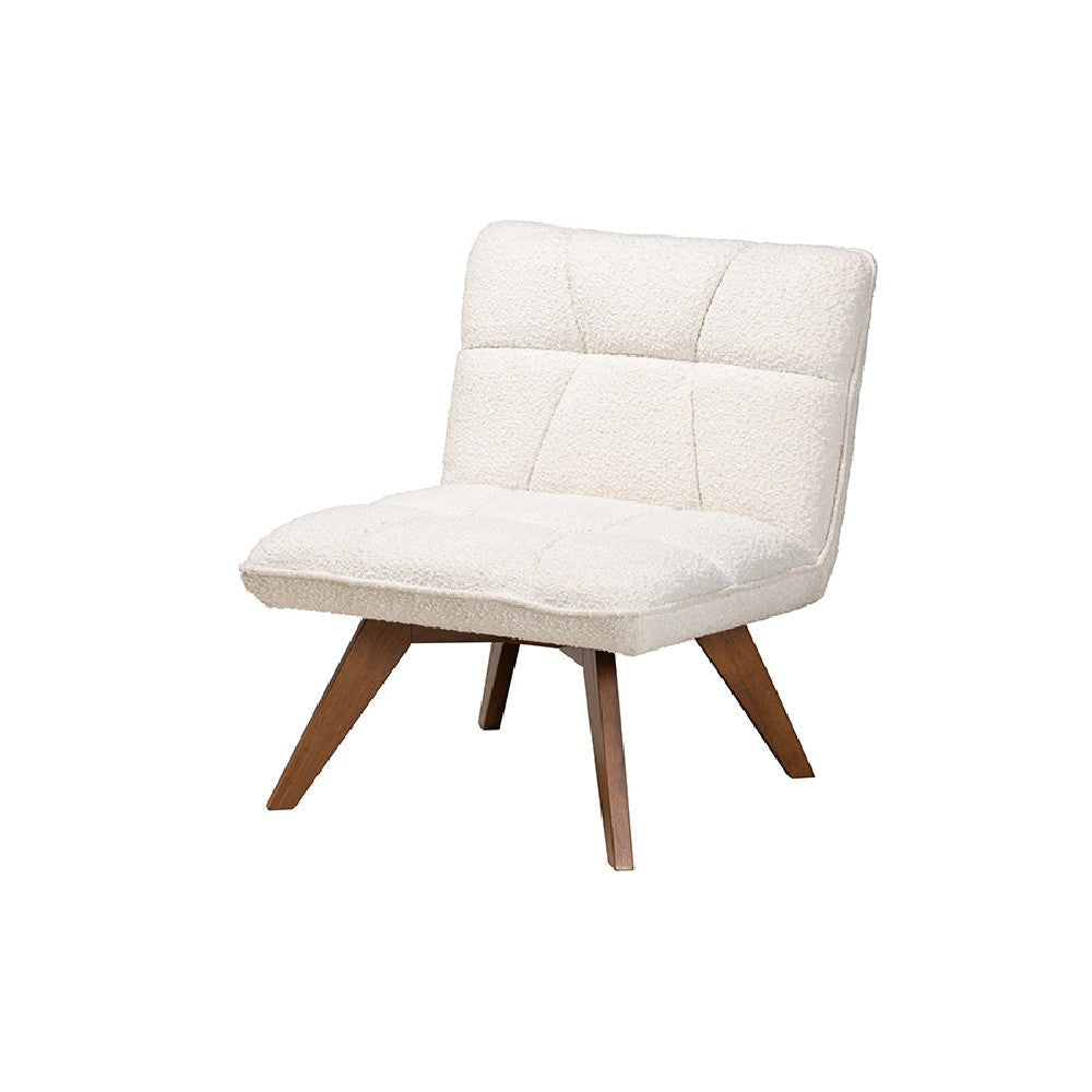 Baxton Studio Darielle Japandi Cream Boucle Fabric and Walnut Brown Finished Rubberwood Accent Chair WHI-BBT5453-Maya-Cream-Walnut-CC