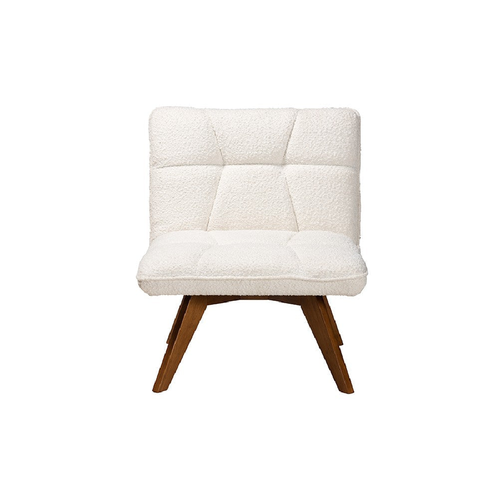 Baxton Studio Darielle Japandi Cream Boucle Fabric and Walnut Brown Finished Rubberwood Accent Chair WHI-BBT5453-Maya-Cream-Walnut-CC