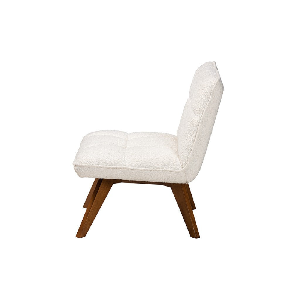 Baxton Studio Darielle Japandi Cream Boucle Fabric and Walnut Brown Finished Rubberwood Accent Chair WHI-BBT5453-Maya-Cream-Walnut-CC