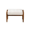 Baxton Studio Jeanine Japandi Cream Boucle Fabric and Walnut Brown Finished Rubberwood Ottoman Footstool WHI-BBT5455-Maya-Cream-Walnut-Stool