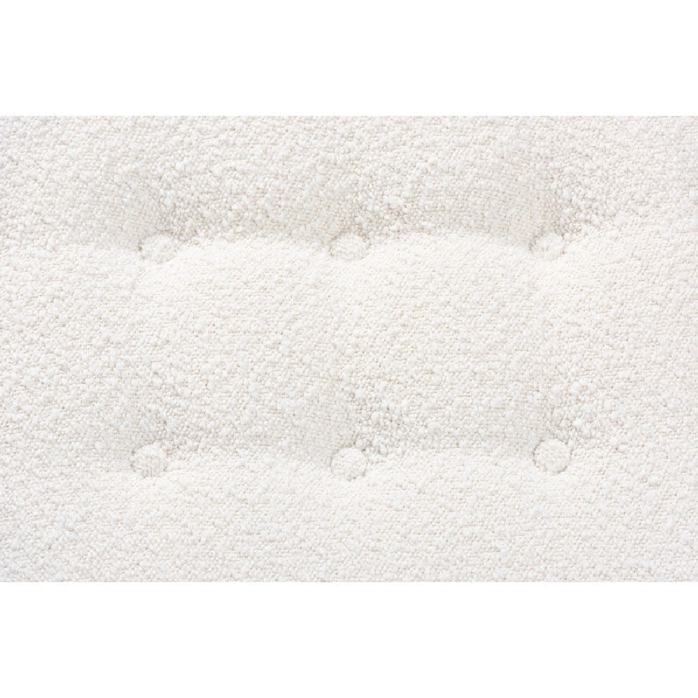 Baxton Studio Jeanine Japandi Cream Boucle Fabric and Walnut Brown Finished Rubberwood Ottoman Footstool WHI-BBT5455-Maya-Cream-Walnut-Stool