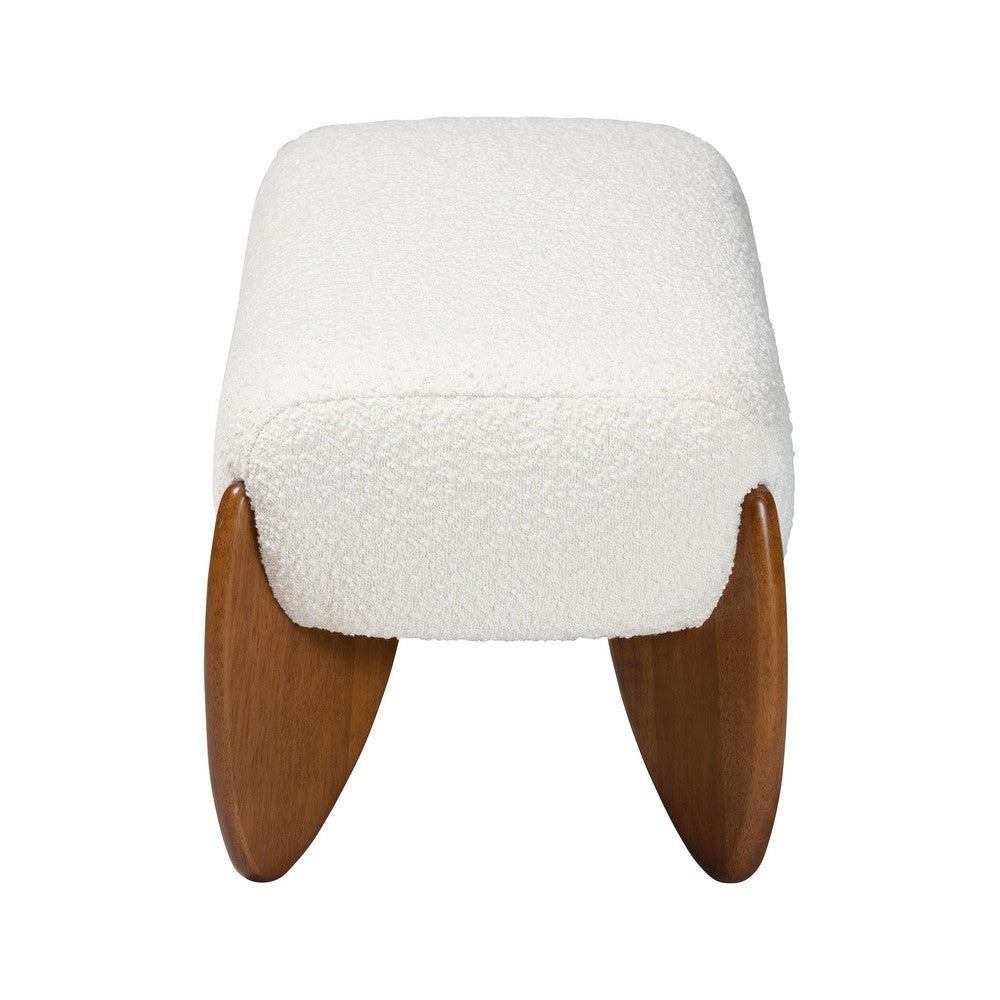 Baxton Studio Vinicio Mid-Century Modern Cream Boucle Accent Bench WHI-BBT5520-Cream-Bench