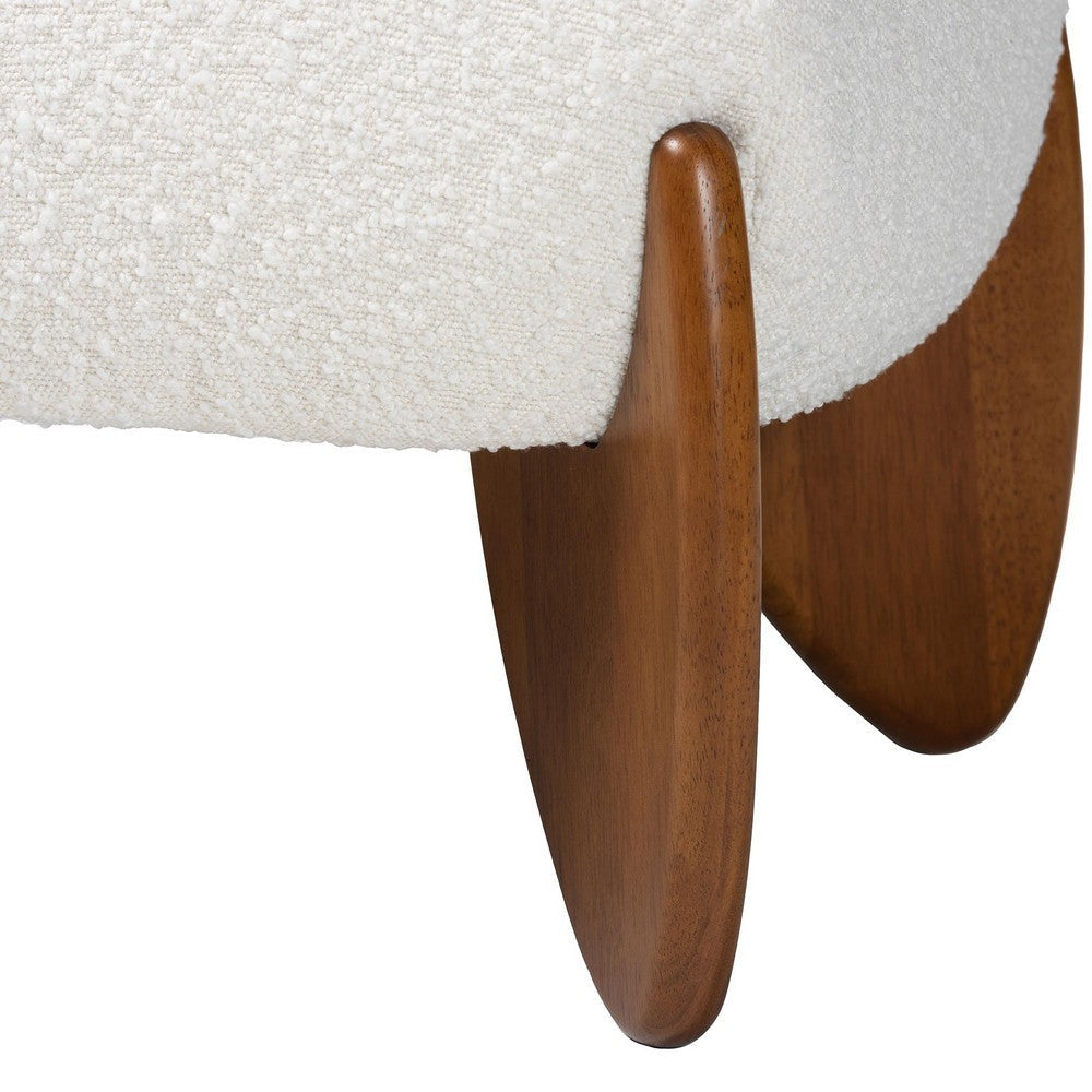 Baxton Studio Vinicio Mid-Century Modern Cream Boucle Accent Bench WHI-BBT5520-Cream-Bench