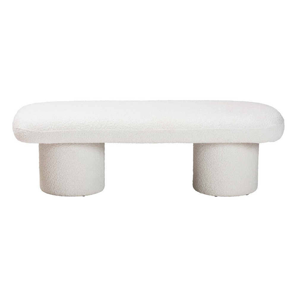 Baxton Studio Laria Modern White Teddy-Bear Fabric Accent Bench WHI-BBT5526-White-Bench
