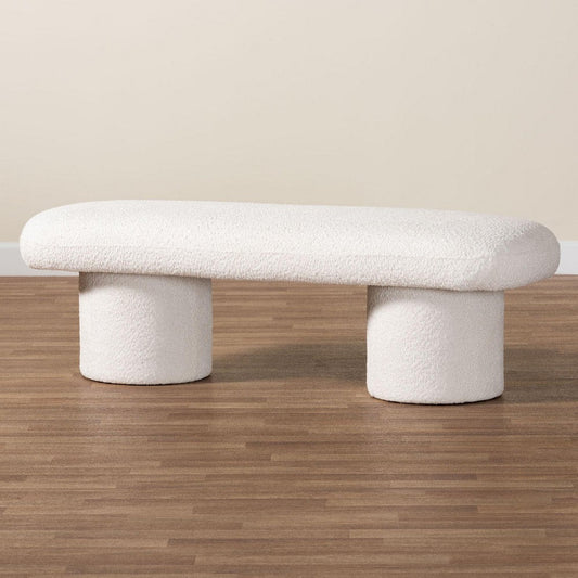 Baxton Studio Laria Modern White Teddy-Bear Fabric Accent Bench