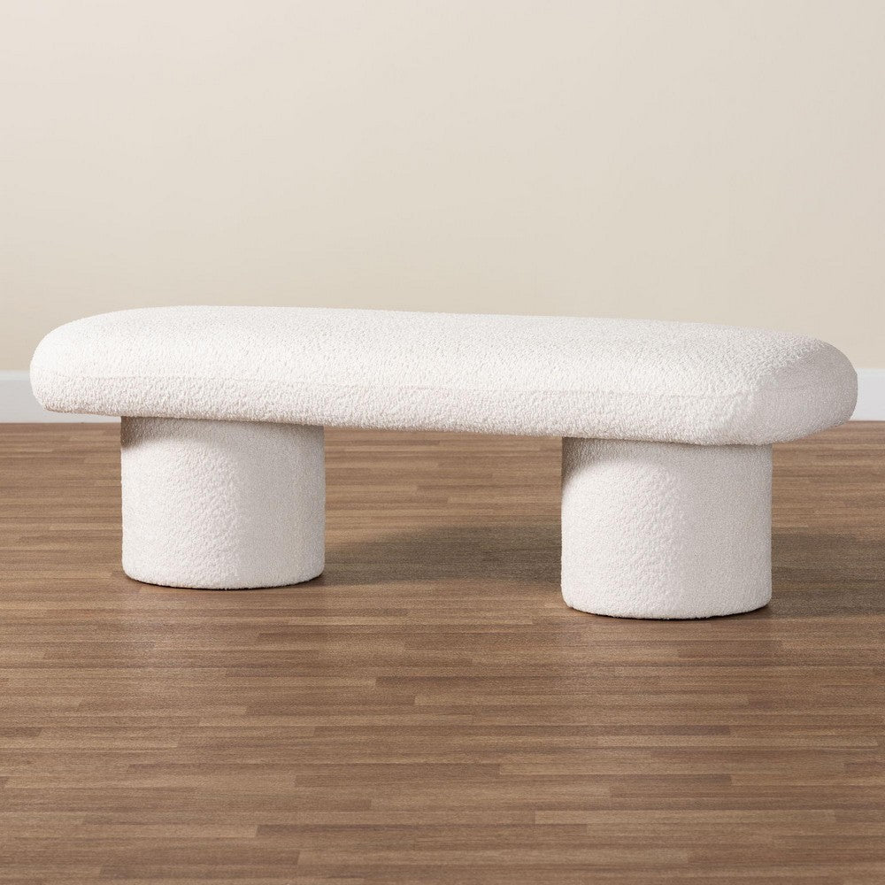 Baxton Studio Laria Modern White Teddy-Bear Fabric Accent Bench