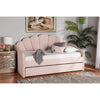 Baxton Studio Timila Modern and Contemporary Light Pink Velvet Fabric Upholstered Full Size Daybed with Trundle