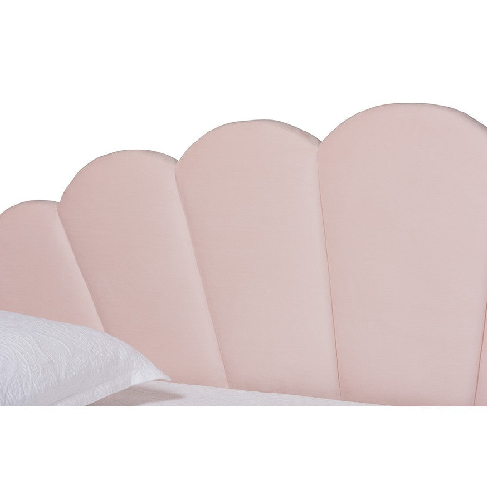 Baxton Studio Timila Modern and Contemporary Light Pink Velvet Fabric Upholstered Twin Size Daybed with Trundle