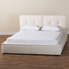 Baxton Studio Laverick Modern Cream Boucle Queen Platform Bed with Border Piping