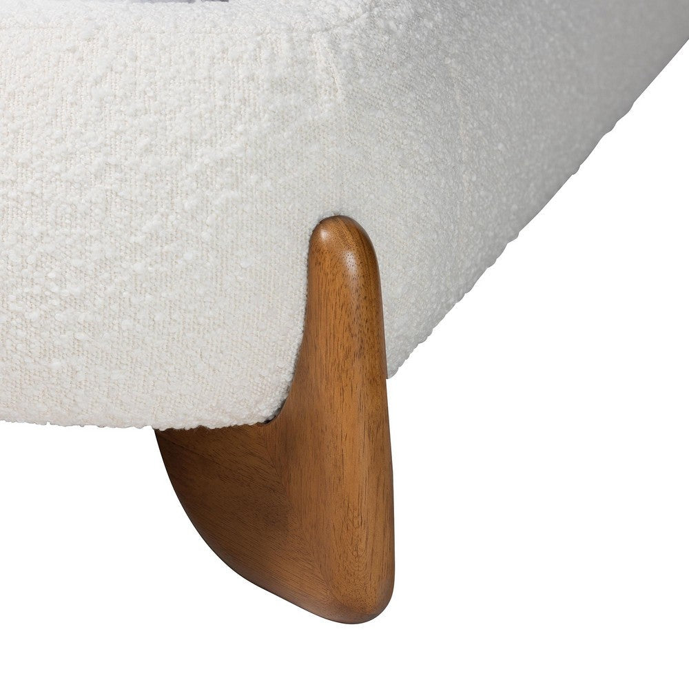 Baxton Studio Vinicio Mid-Century Modern Cream Boucle King Platform Bed WHI-BBT61296-Cream-King