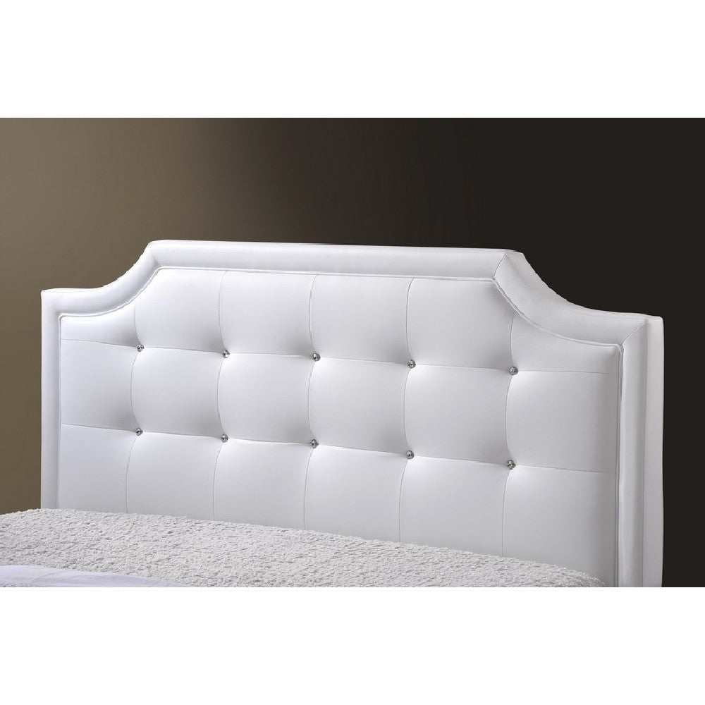Baxton Studio Carlotta White Modern Bed with Upholstered Headboard - Full Size WHI-BBT6376-White-Full