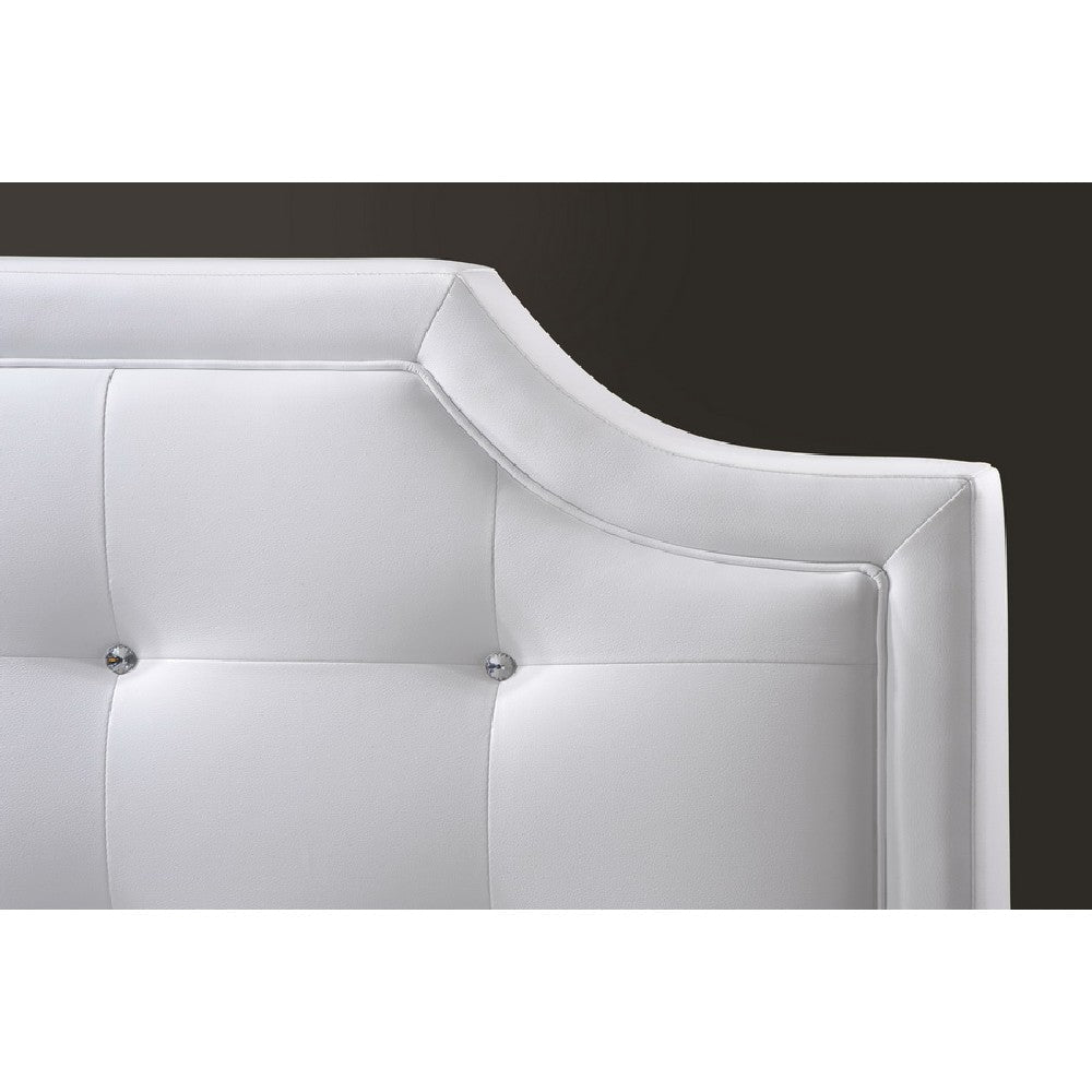 Baxton Studio Carlotta White Modern Bed with Upholstered Headboard - Full Size WHI-BBT6376-White-Full