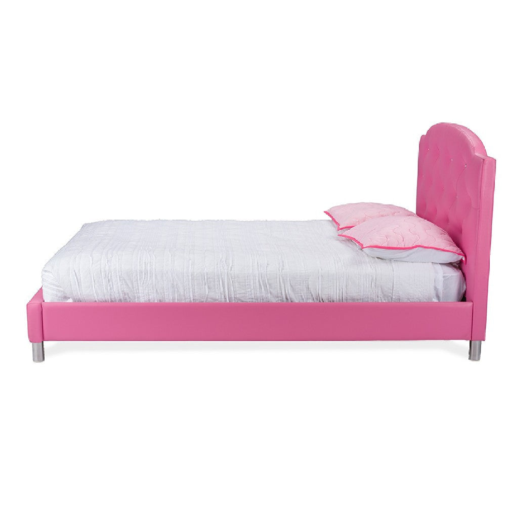 Baxton Studio Canterbury Contemporary Glam Pink Faux Leather Upholstered Full Size 3-Piece Bedroom Set