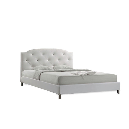 Baxton Studio Canterbury White Leather Contemporary Full-Size Bed
