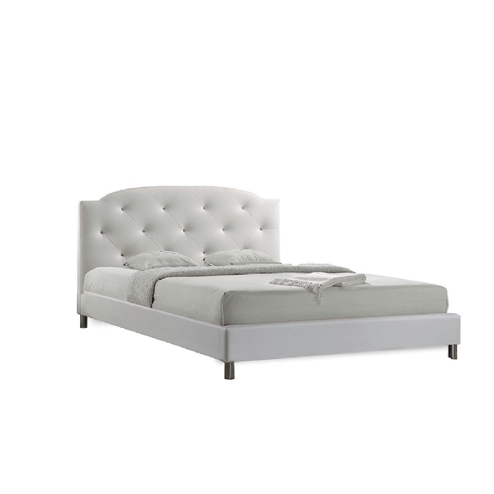 Baxton Studio Canterbury White Leather Contemporary Full-Size Bed