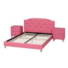 Baxton Studio Canterbury Contemporary Glam Pink Faux Leather Upholstered Queen Size 3-Piece Bedroom Set