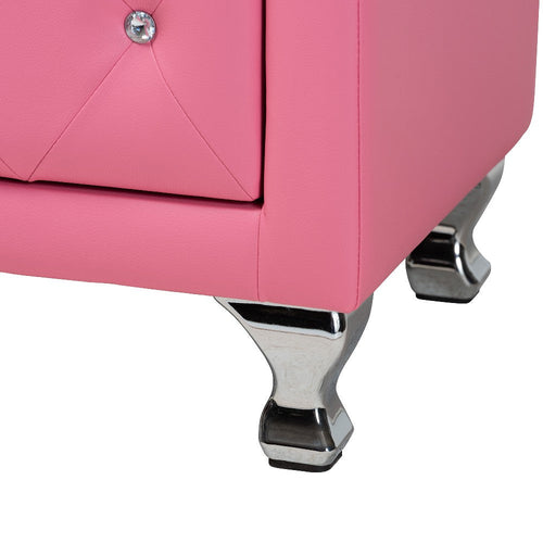 Baxton Studio Canterbury Contemporary Glam Pink Faux Leather Upholstered Queen Size 3-Piece Bedroom Set