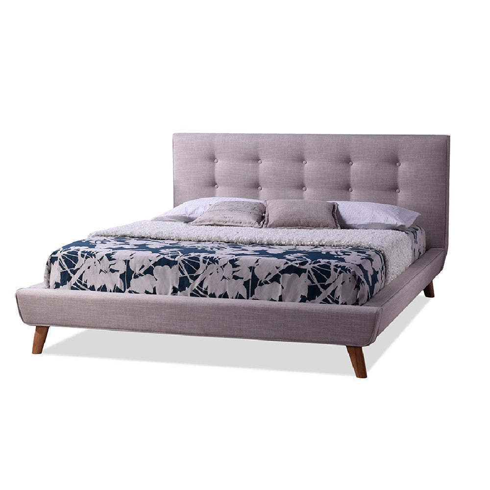 Baxton Studio Jonesy Scandinavian Style Mid-century Beige Fabric Upholstered Full Size Platform Bed WHI-BBT6537-Full-Beige