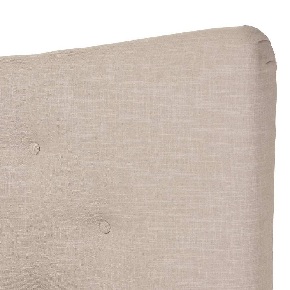 Baxton Studio Hannah Mid-Century Modern Beige Linen Queen Size Platform Bed WHI-BBT6570-Beige-Queen